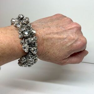 J Crew Stretch Rhinestone and Metal Link Bracelet